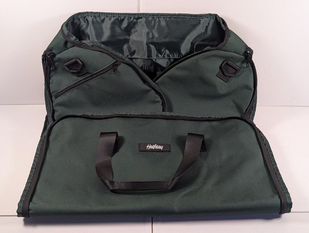 Halfday Garment Duffel Travel Bag Green Carry On Suit Garment Weekender 24"